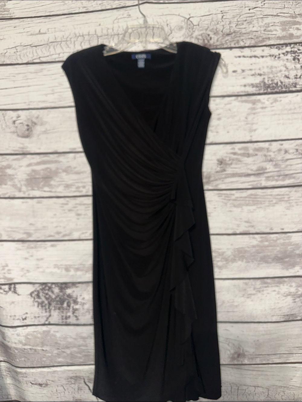 Chaps Black Draped Dress